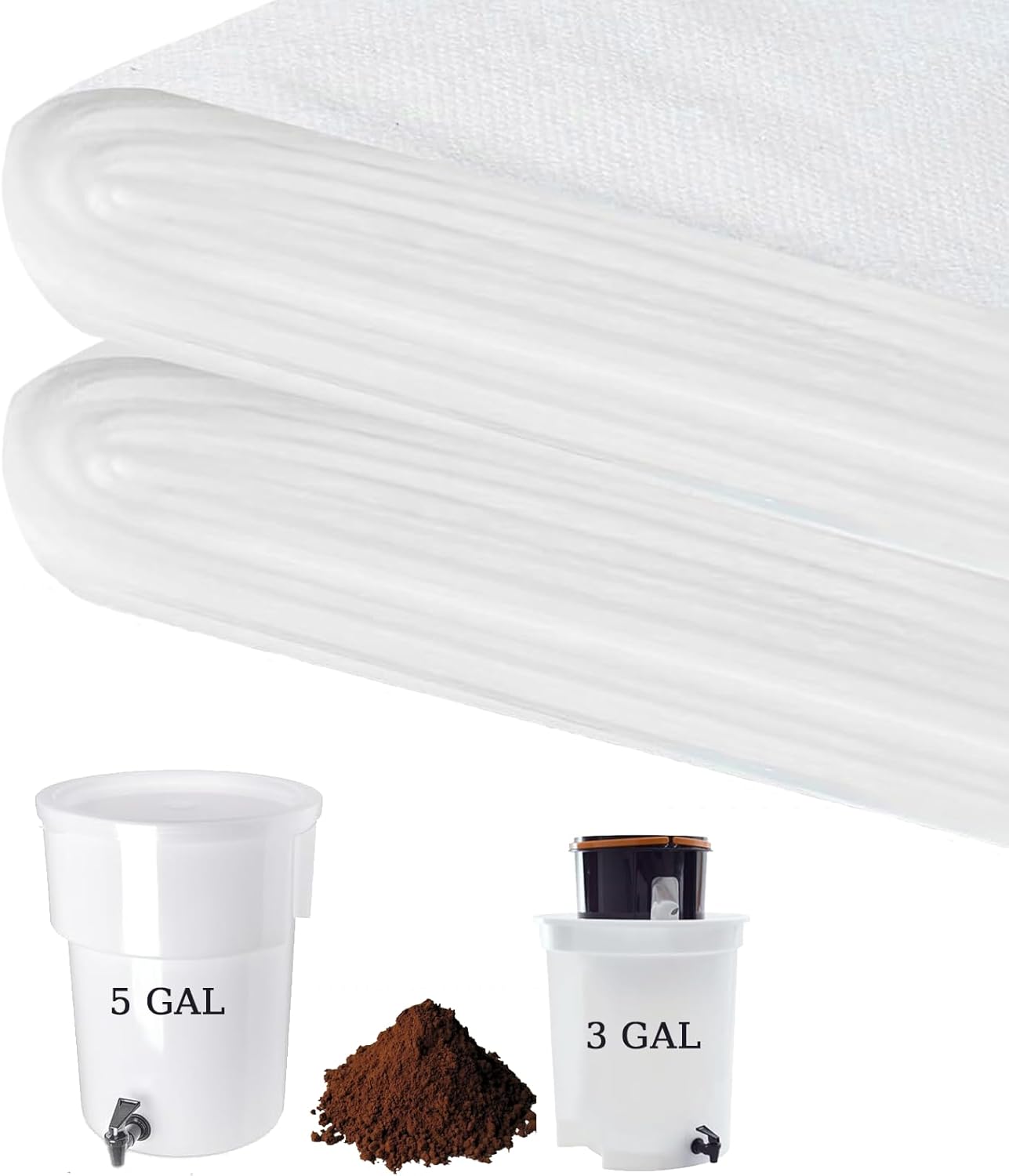 50 Pack Commercial Cold Brew Coffee Filters, 20" x 20" Cold Brew Bags with Drawstring for Commercial Cold Brew Coffee Makers and 5 Gallon Buckets, Brew Up to 5 lbs Coffee