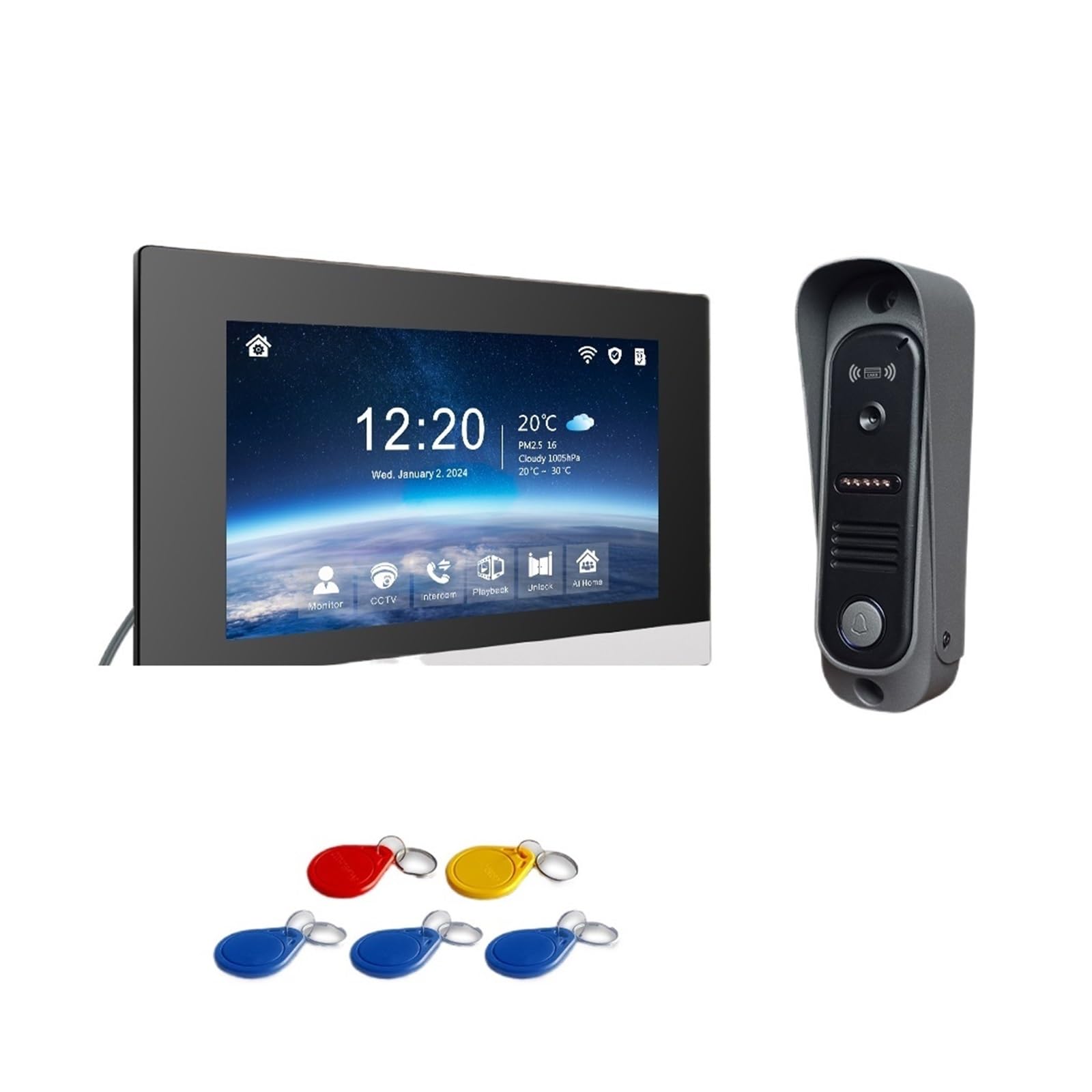 HVSYVVSRL 1080P Video Intercom System DoorPhone For Home Wireless WiFi Smart With Infrared Night Vision Doorbell Motion Detection Two Way Audio(H-R6-P202BD-M503BA-B)