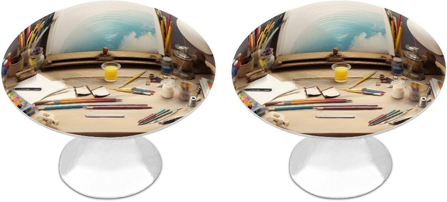 2 Pack Creative Desk Round Cabinet Knob with Screw, 28mm