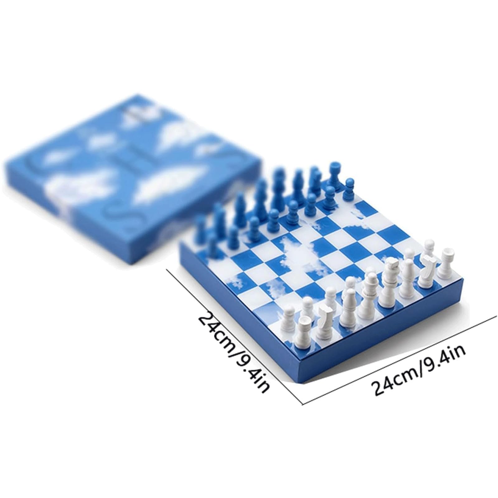 Nowy Creatief kunstschaak, houten schaakbord met acrylcoating, draagbaar schaakspel met opbergvakken voor schaakstukken Zabawki