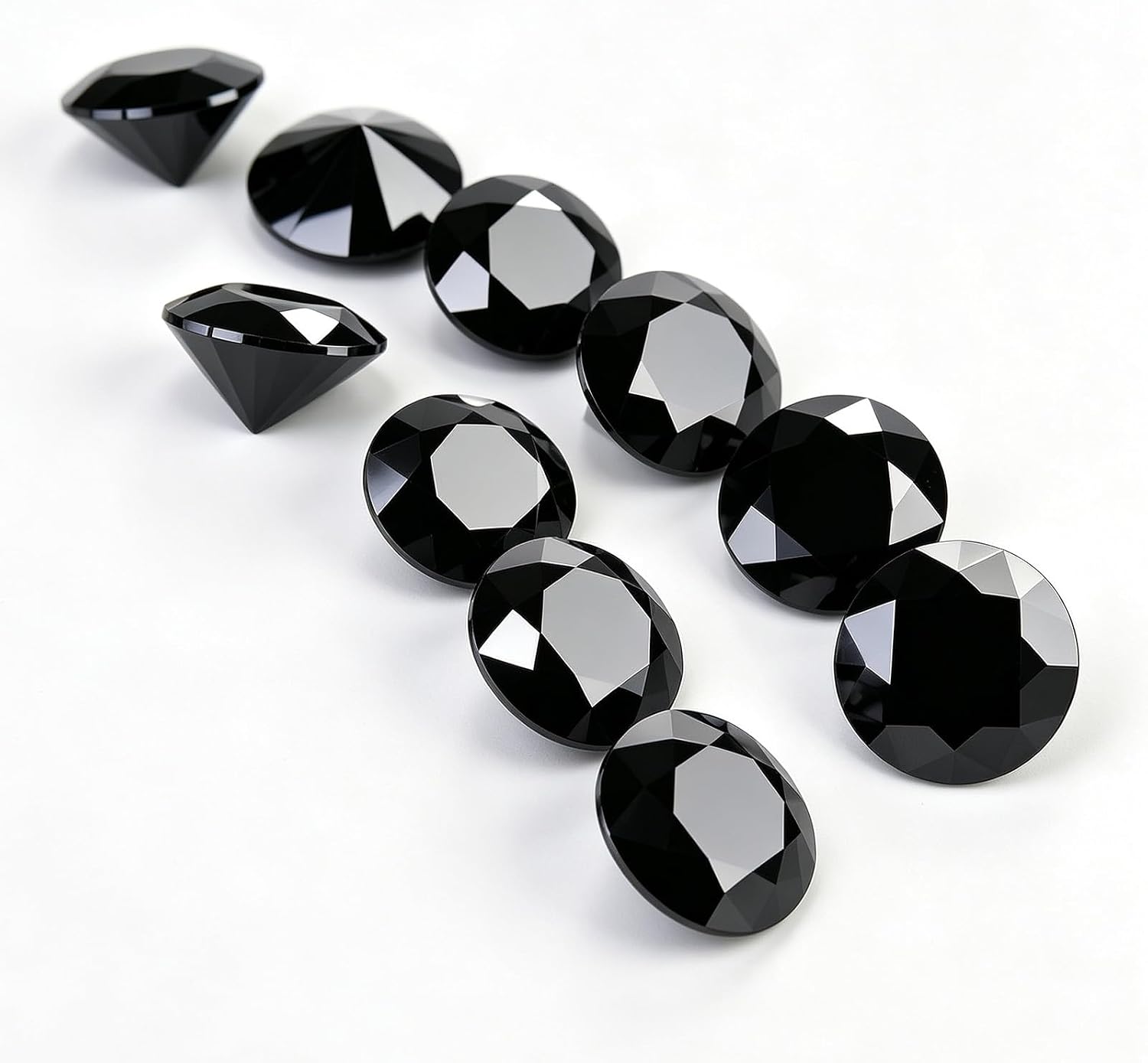Black Loose Moissanite Stones Small Size 0.8-3.5mm VVS1 Clarity Round Cut Tiny Moissanite Gemstone for Custom Diamond Jewely
