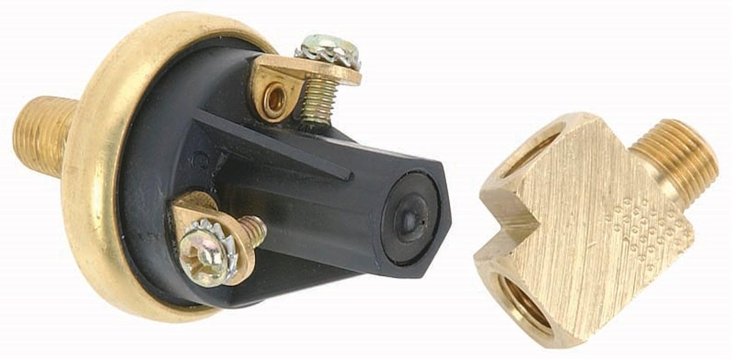 JEGS Adjustable Fuel Pressure Safety Switch | 1/8" NPT Male Thread | Adjustable from 5-24 PSI | Normally Open | One Per Package