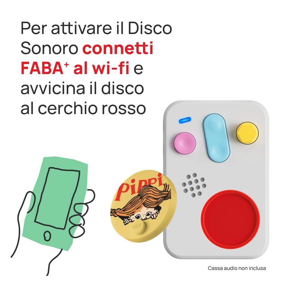 FABA Disco Sonoro - Pippi Calzelunghe – Storie e fiabe sonore per bambini e bambine 5-10 anni - Ascoltabile con il Raccontastorie e FABA+, gioco educativo versione italiana