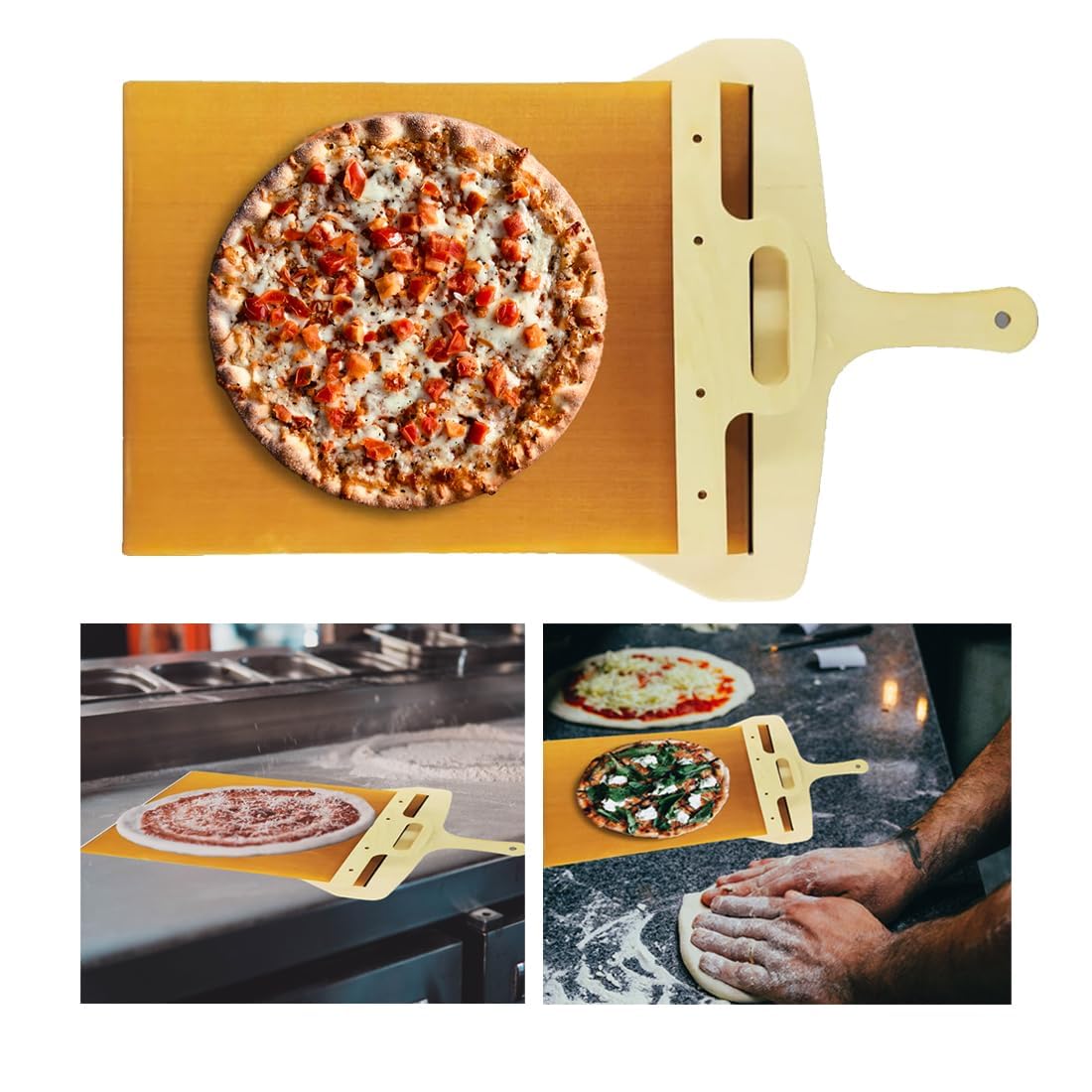 ZEUTER Pizza Slider Paddle with Handle | Wooden Elite Peel Sliding Pizza Peel for Baking Homemade Pizza and Bread Magic Non-Stick Pizza Transfer Effortless to Clean (1 Pc)
