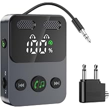 Bluetooth 5.3 Adapter for Airplane, 2-in-1 Transmitter & Receiver, Connects 2 AirPods or Headphones, HD Display, 3.5mm Aux Audio Jack for TV, Car, PC, Gym, Home Stereo