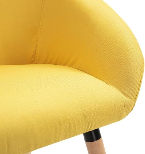 Miniatura 8 de 4-Piece Yellow Fabric Dining Chairs Set with Solid Wood Legs, Modern Farmhouse Kitchen & Living Room Furniture, Thick Foam Padded Comfortable