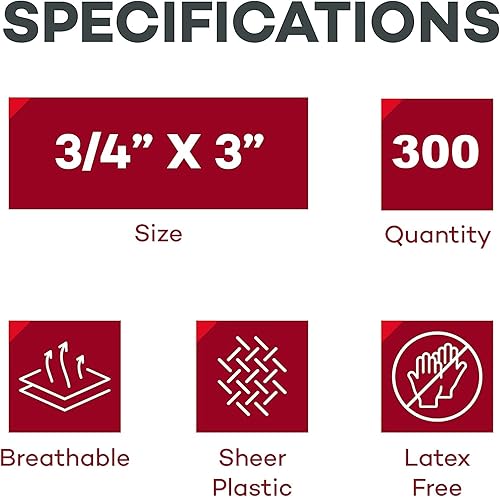 Miniatura 2 de Dealmed Vendas adhesivas flexibles de plástico transparente  100 unidades (paquete de 3) vendas con almohadilla antiadherente, sin látex, kit de