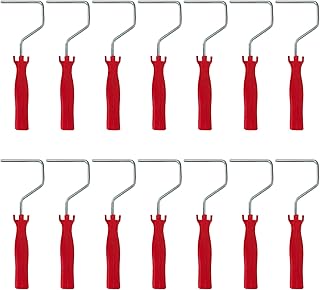 14 Pcs 4 Inch Paint Roller Frame, Mini Paint Roller Handle with Plastic Threaded Grip Handle for Extension Pole Use, Painting Supplies for Wall House Homes, Red