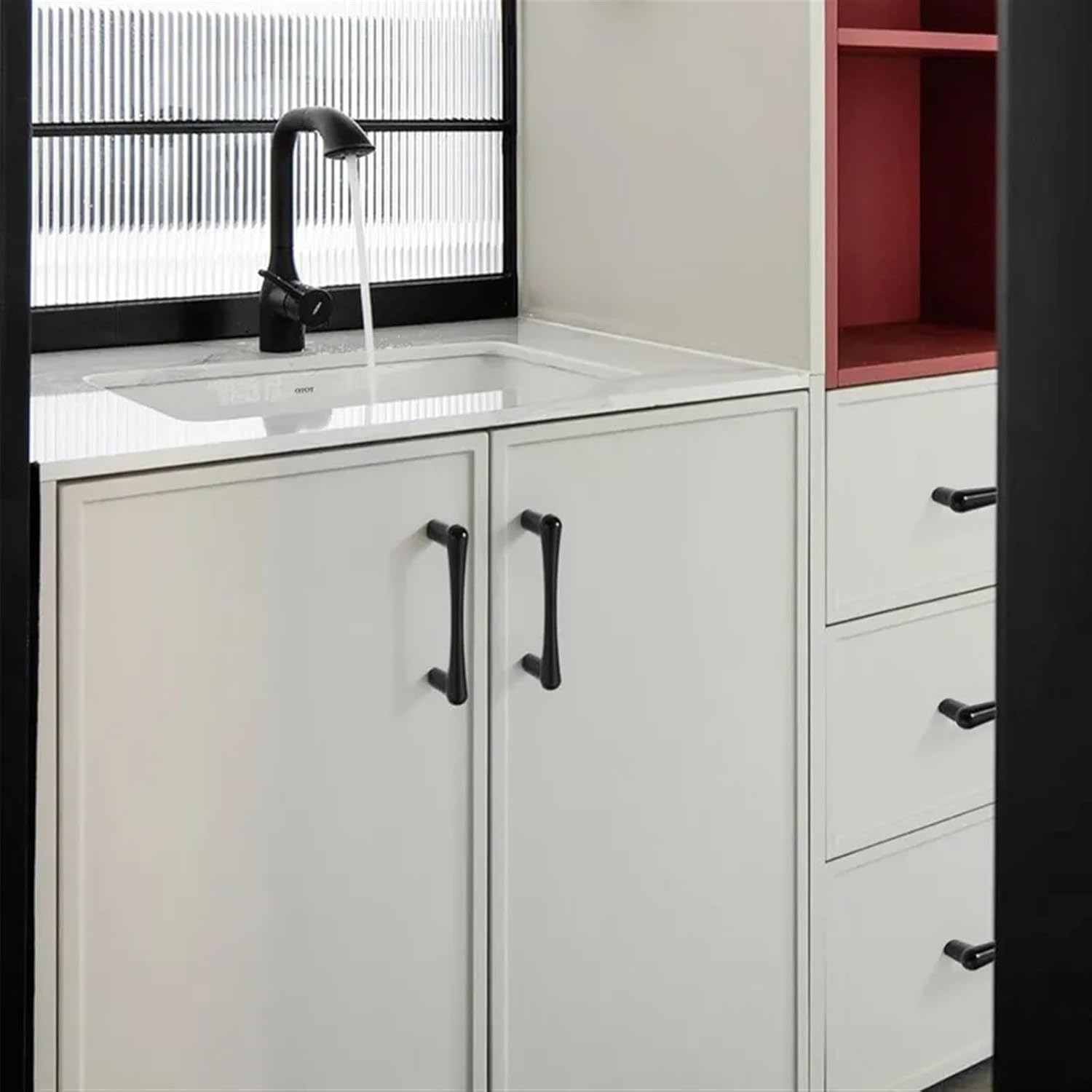 Aluminum Alloy Sand Gold Kitchen Cabinet Handles Drawer Knobs Wardrobe Door Pulls Furniture Hardware 2Pcs(Pearl Grey 128mm)