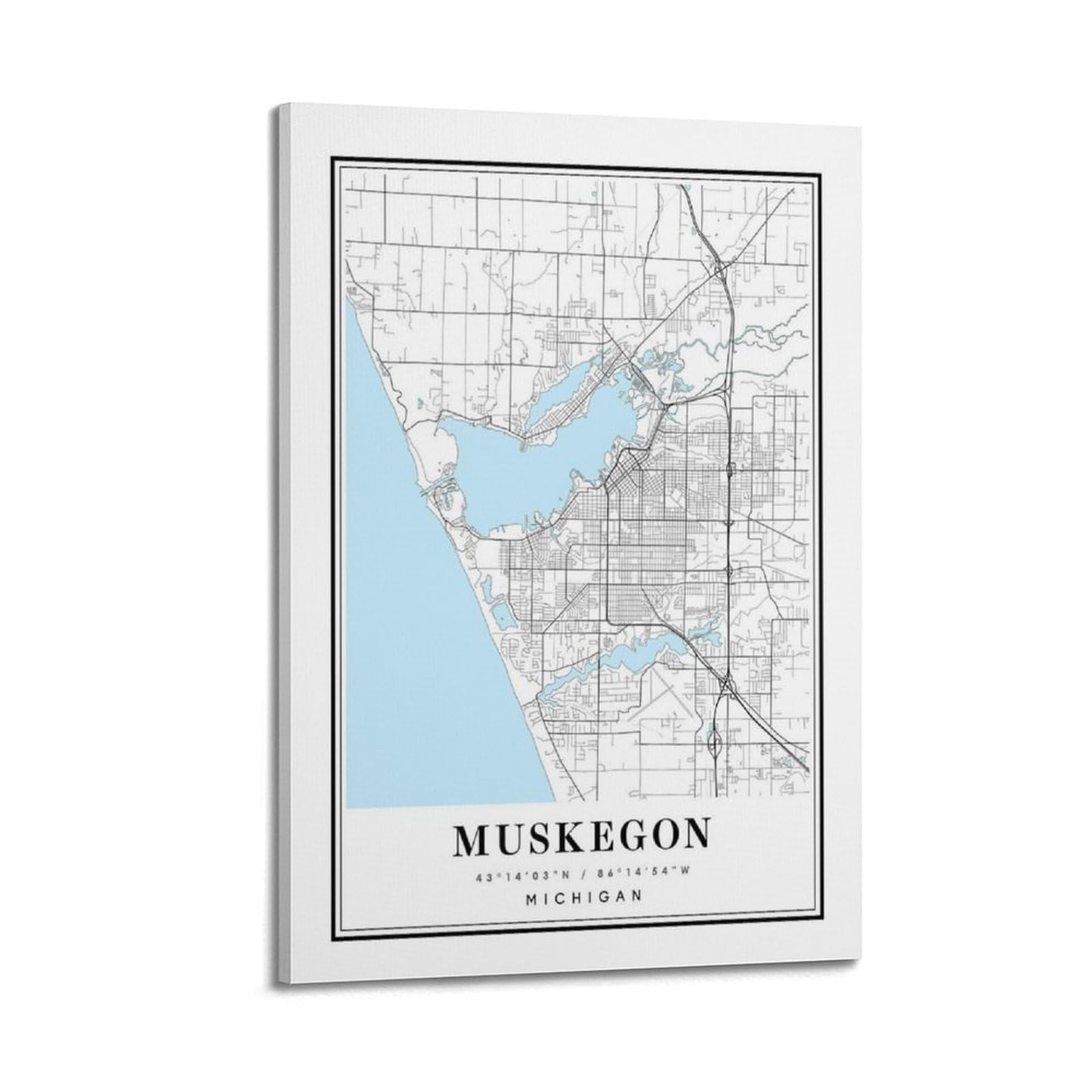 xiaoxiaoshen Muskegon Michigan Map Canvas Poster Wall Art Prints Room Aesthetic Murals Bedroom And Living Decorations 20x30inch(50x75cm)