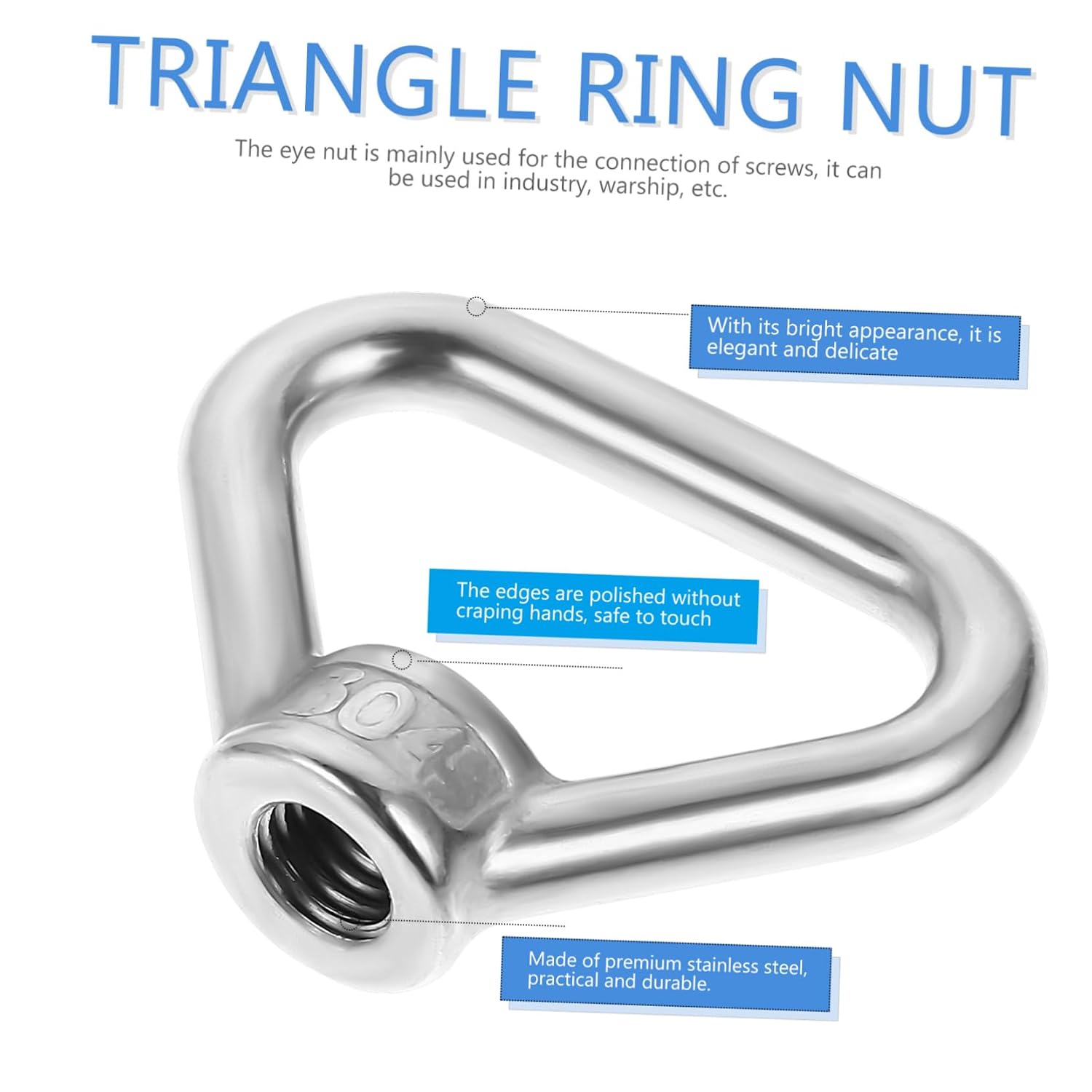 Triangle Shaped Lifting Eye Threaded Nut 4pcs Stainless Steel