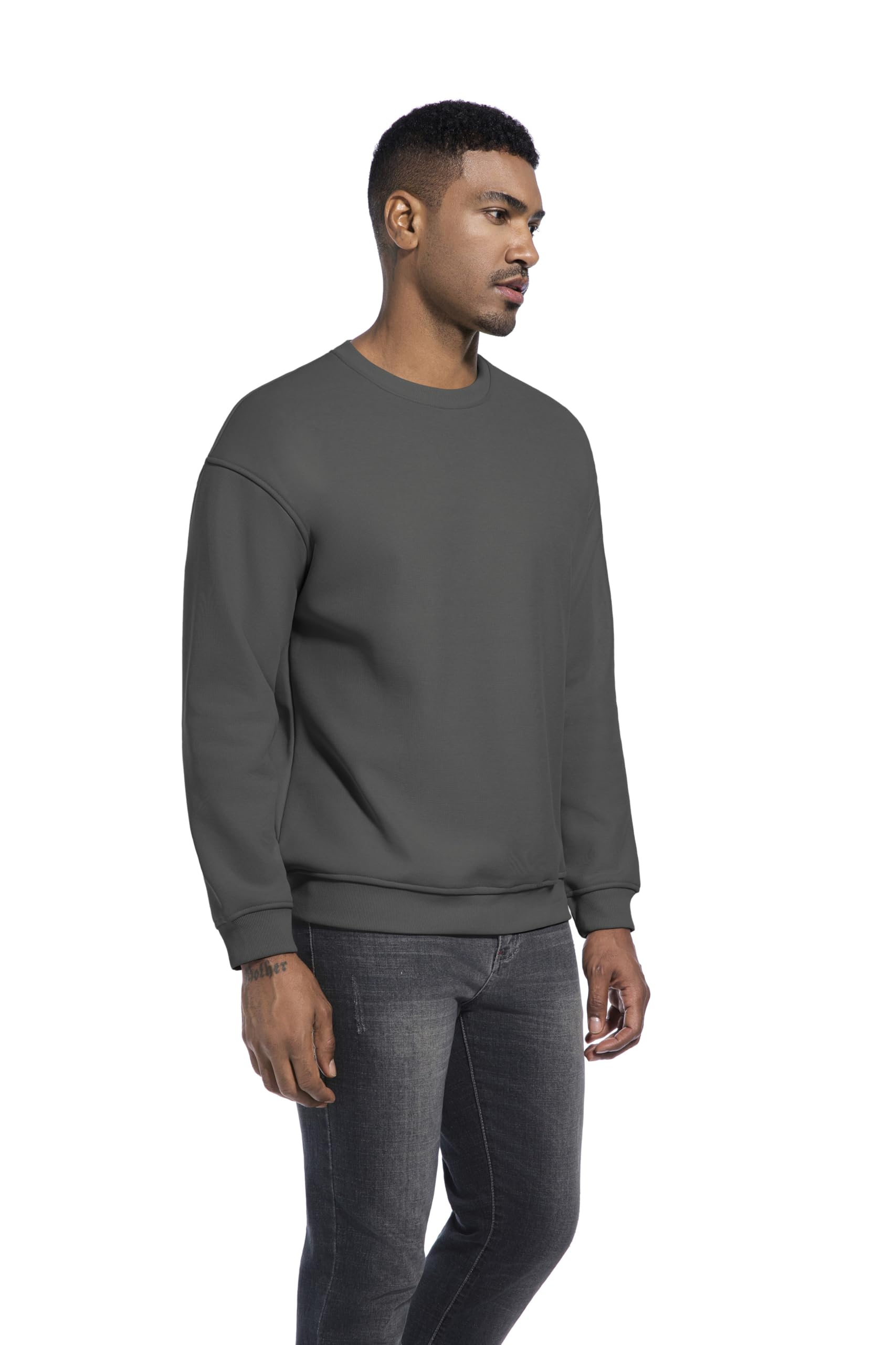 VEIISAR Herren Heavy Weight Pullover mit Rundhalsausschnitt,410g – Warmes Sweatshirt für Herbst & Winter - Dickes Fleece-Innenfutter