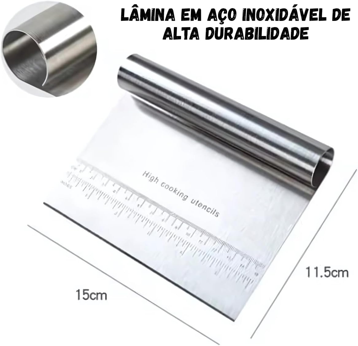 Espátula Multiuso Inox Premium com Régua de Medição 15cm Prática para Confeitar Cortar Raspar Organizar Dividir Alimentos Massas Legumes Bolos Pães Ideal para Cozinha de Fácil Manuseio Espátula Multiuso Inox Premium com Régua de Medição 15cm Prática para Confeitar Cortar Raspar Organizar Dividir Alimentos Massas Legumes Bolos Pães Ideal para Cozinha de Fácil Manuseio