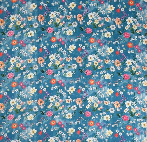 Image of NEW LEAF Cotton Fitted King Size Bedsheets with 2 Pillow Covers | Elastic Fitted | Wrinklefree | Ultrasoft |Winter Bedsheet 220 tc tc Floral | 710x72+10 Inches, Blue White