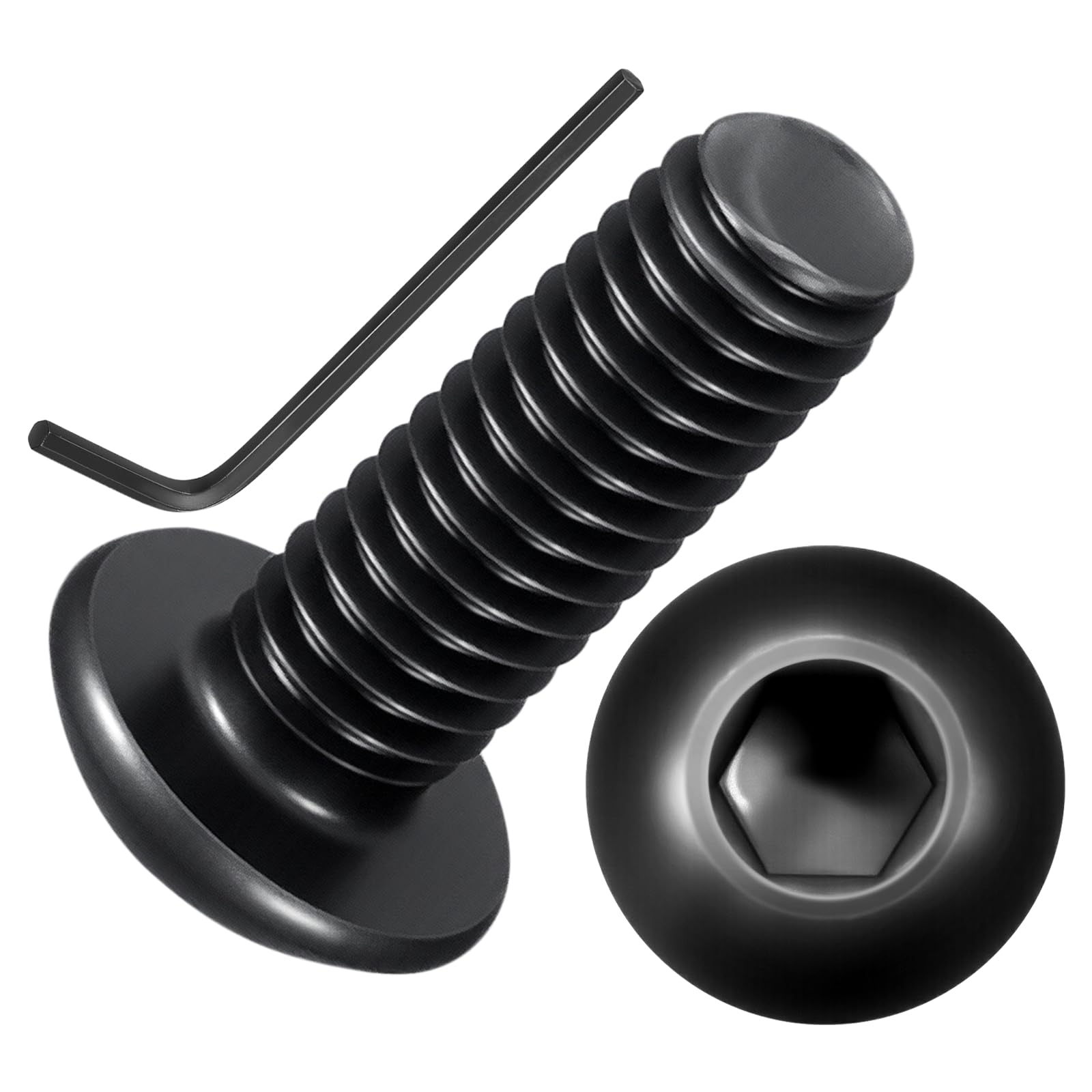 Kozelo 100pcs Button Head Socket Cap Screws - [M2.5-0.45x8mm] Zinc-Nickel Coated Good for Automotive, Marine & Outdoor Use Road Bicycle, Mountain Bike, Motorcycle - Alloy Steel - Black