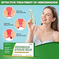 Vista 5 de Ungüento hemorroidal (1 paquete), crema para hemorroides y fisuras hamamelis de máxima fuerza, alivio del dolor, para picazón e hinchazón