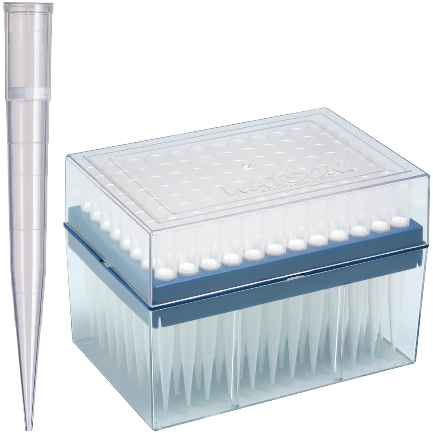 WATSON-BIO-LAB, 124P-1000S, 1000 µL, Long Filtered Tips with Polypropylene Rack, 960 Pieces, Natural Color, Made in Japan/Kobe