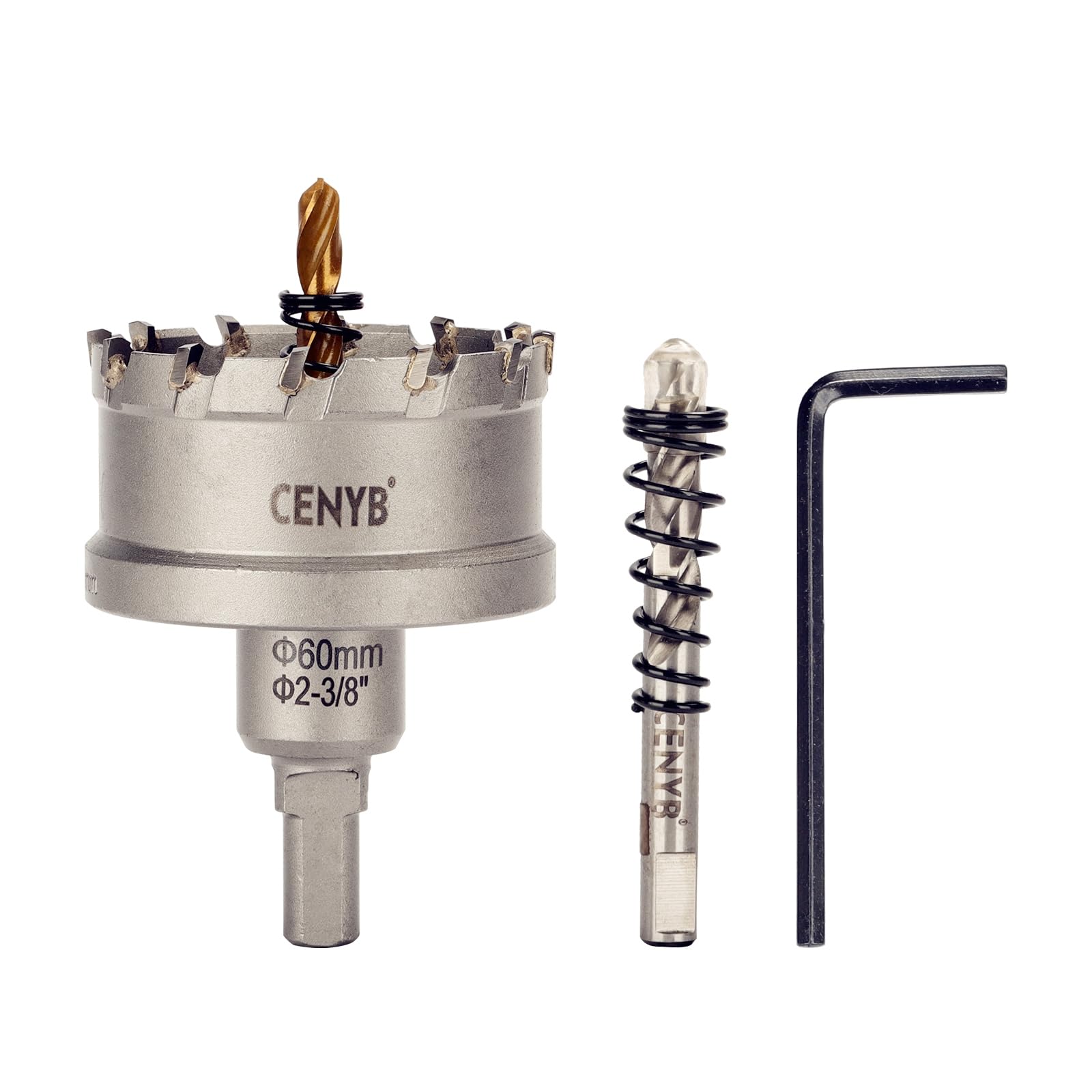 2-1/8" (54mm) Tungsten Carbide Tipped Hole Saw with 2Pcs Titanium-Plated Pilot Drill Bits for Metal, Steel, Iron, Wood, Plastic — view 51