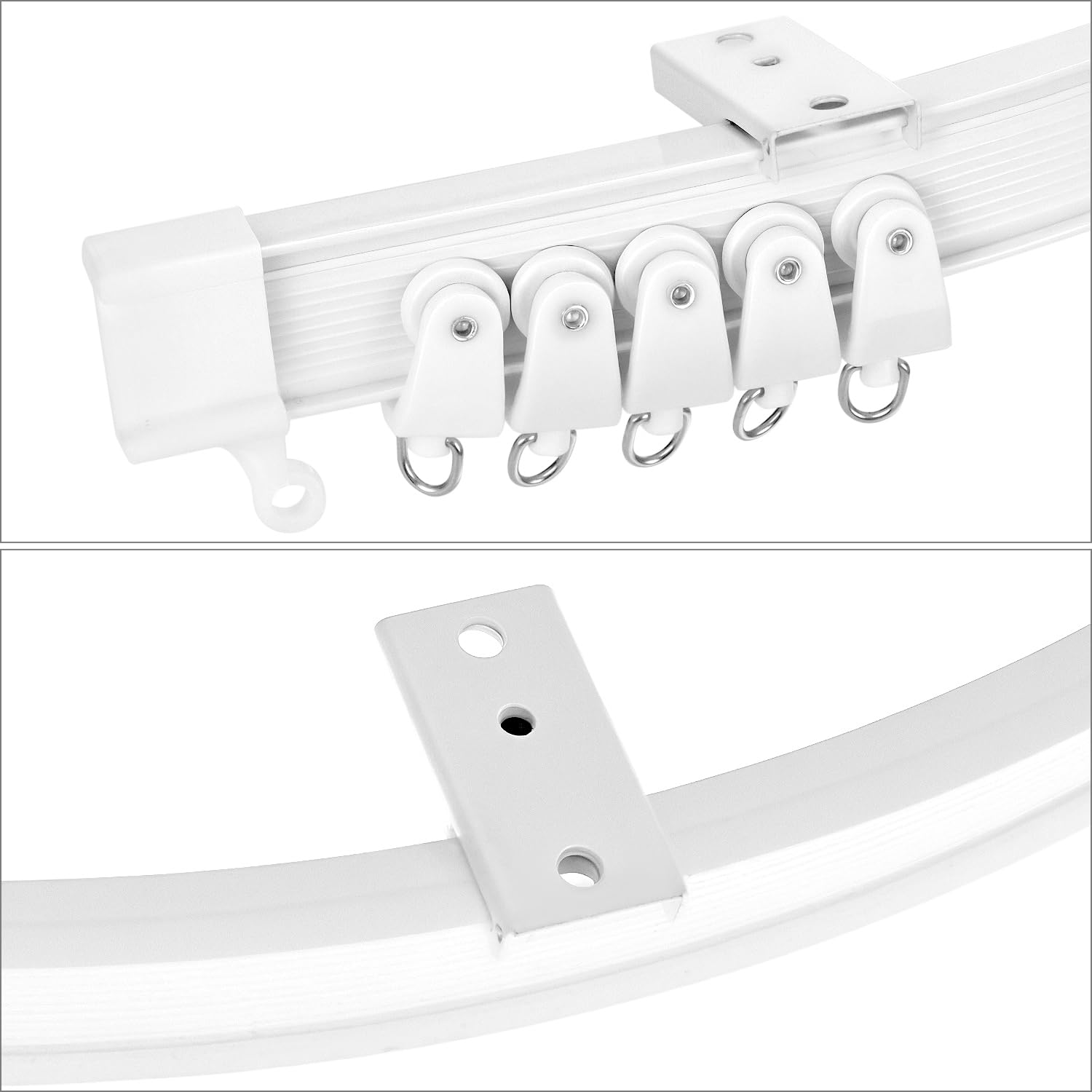 QWORK® - 1 pezzi binario tenda 5 m, in plastica PVC flessibile di fissaggio, binario a soffitto, binario di tendaggio, accessori per guide scorrevoli