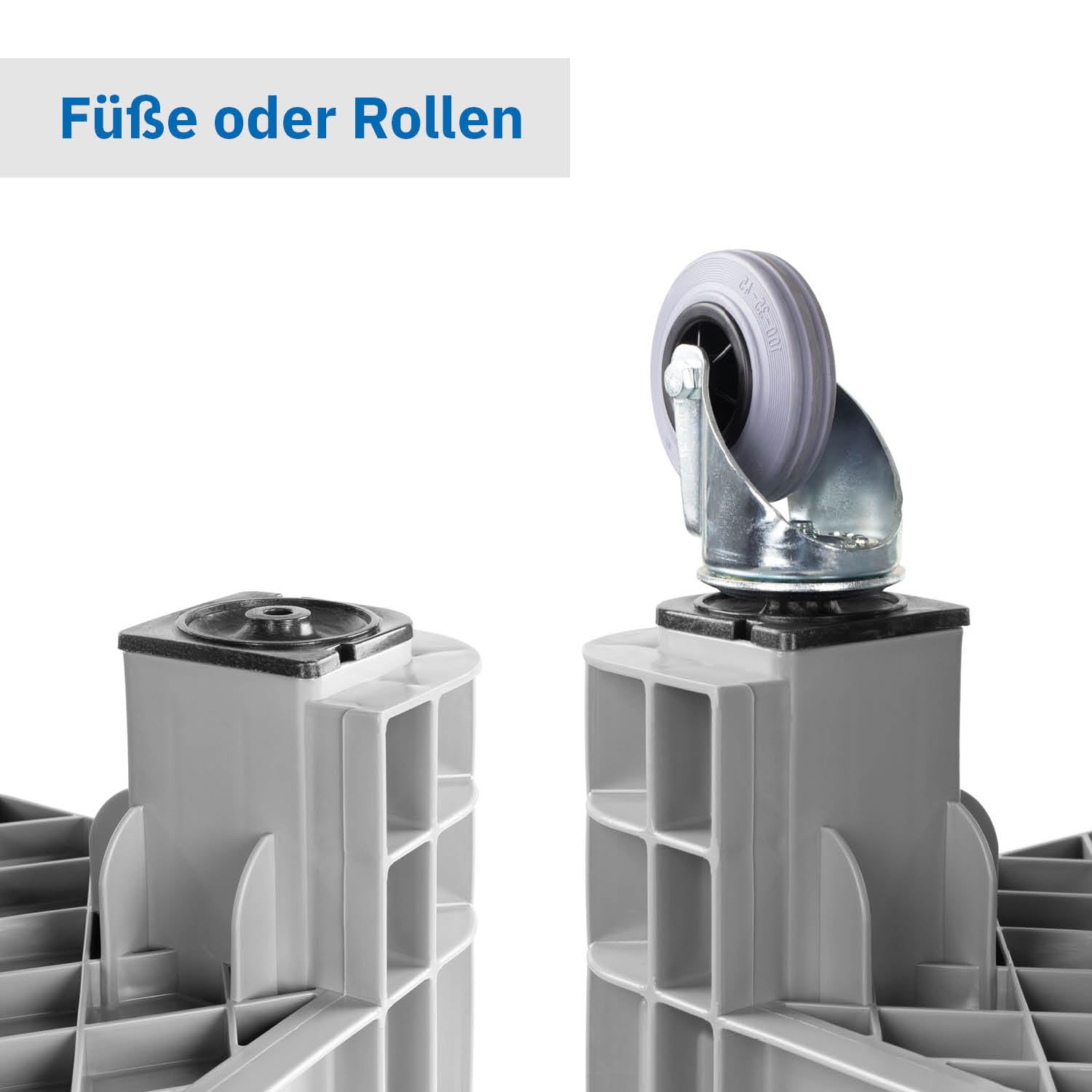 Großbehälter mit 4 Rollen und 285 Liter Volumen 104x64x79 cm | Transportwagen | Großer Behälter als Umzugsbehälter, Transportbox, Lagerbehälter (Grau, Ida XL Rollen)