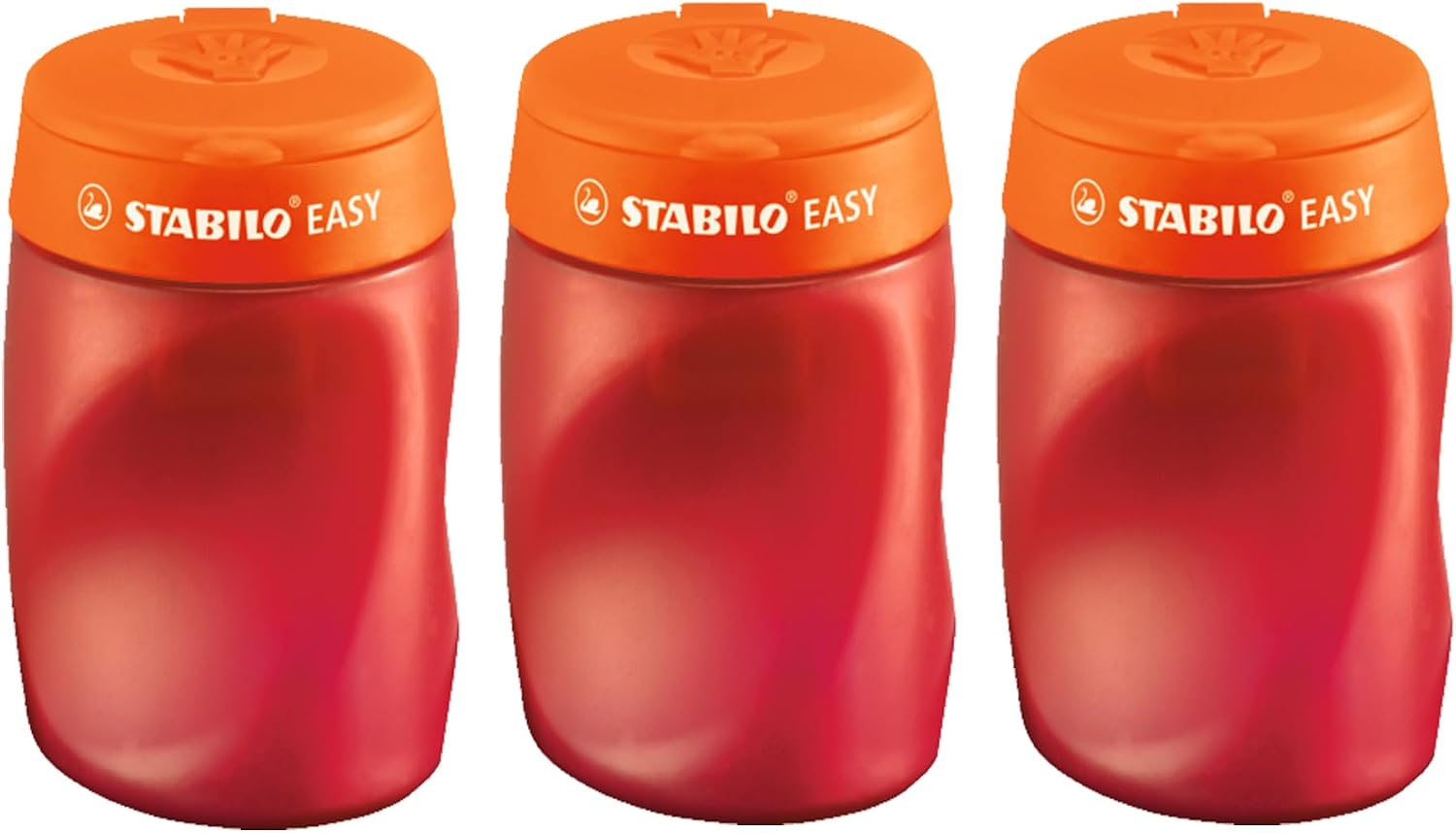 STABILO - Ergonomic can Sharpener for Right-Handed Users - EASYsharpener - 3 in 1-3 Pack - Orange
