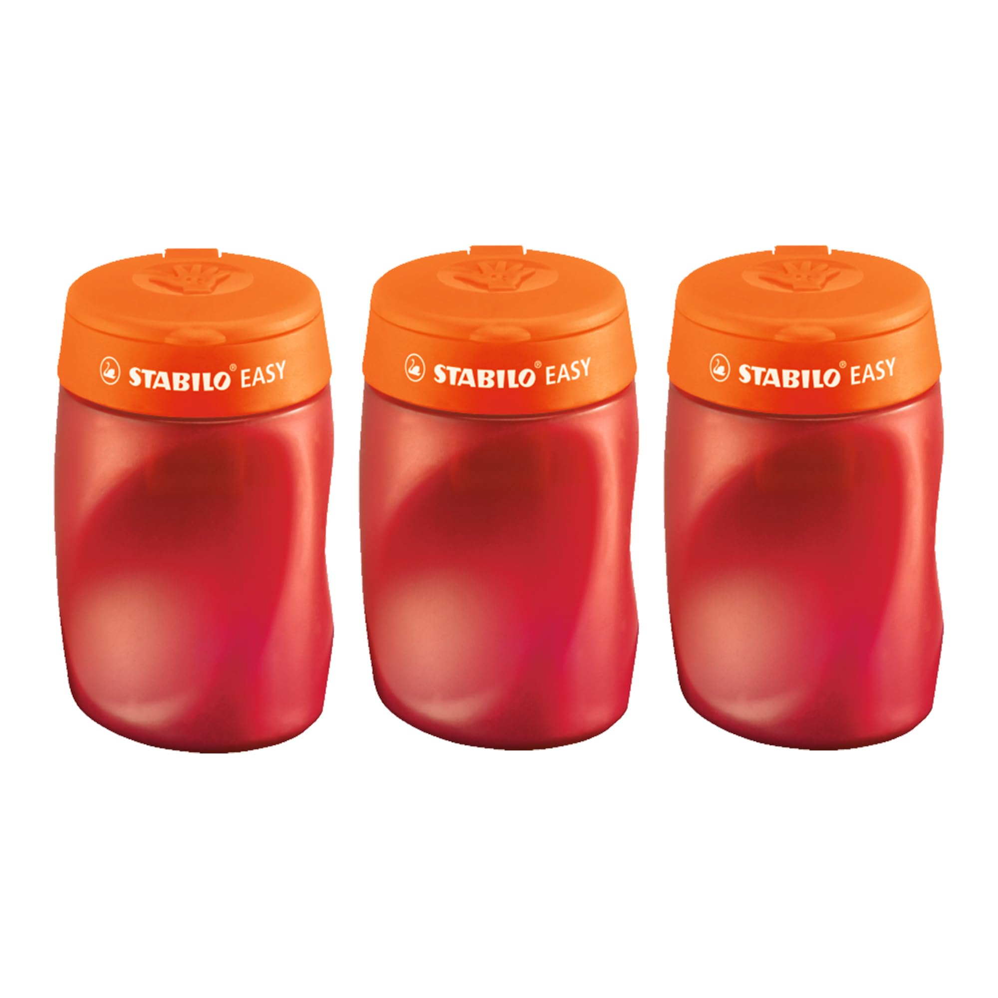 STABILO - Ergonomischer Dosen-Spitzer für Rechtshänder - EASYsharpener - 3 in 1-3er Pack - orange