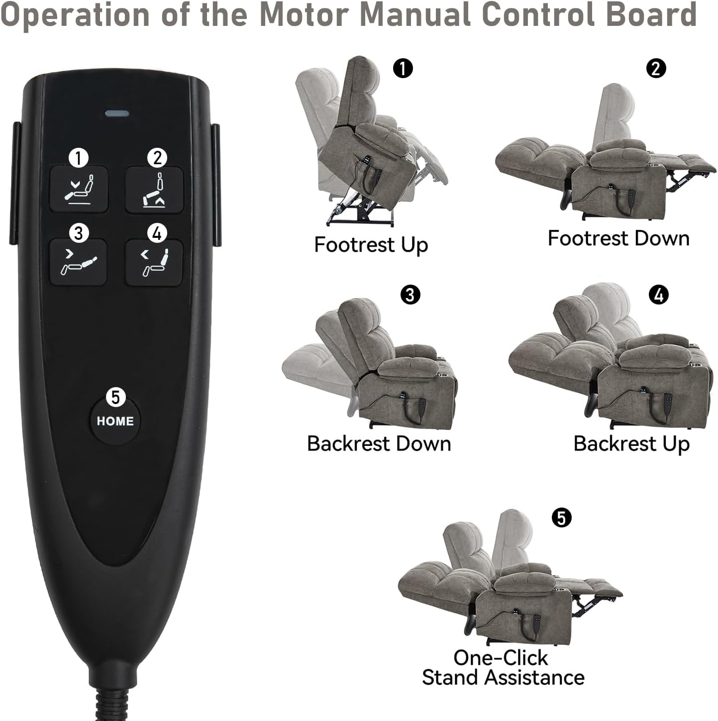 Oversized Recliner Electric Lift Chair, Power Lift Recliner for Big and Tall, 180° Lay-Flat and Assisted Standing, Extra Large Sofa with 8-Point Massage & Heating, Medium-Soft, Gray