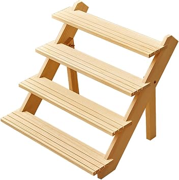 PEWETE Wooden Jewelry Display Stage Storage Shelf Multi-Tier Display Stand Display Holder 4-Tier for Showcase Countertop