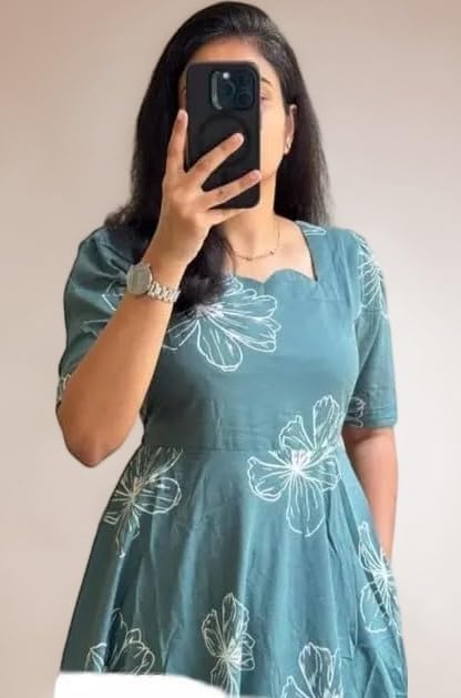 Women's Cotton Blend Maxi Midi Dress Western Dress for Women Elegant Floral Printed Long Dresses