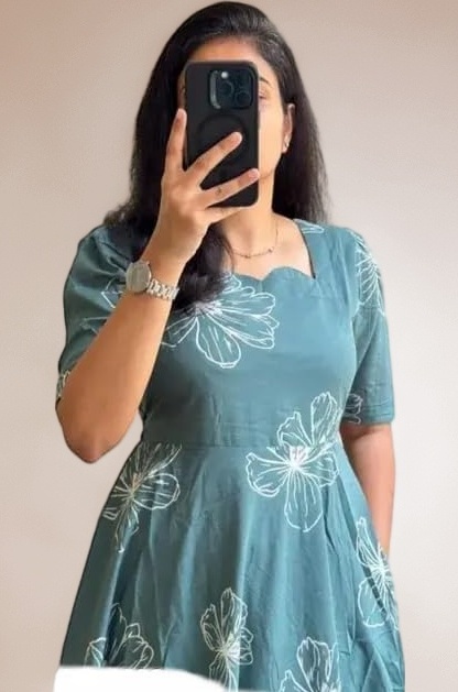 Women's Cotton Blend Maxi Midi Dress Western Dress for Women Elegant Floral Printed Long Dresses