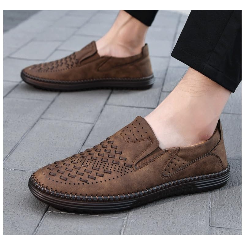 Mens Moccasins Commuter Slip-Resistant Lightweight Breathable Easy to Walk Slip-On Shoes with Non-Slip Sole Daily Soft Sole Casual Shoes Flat Boat Shoes3