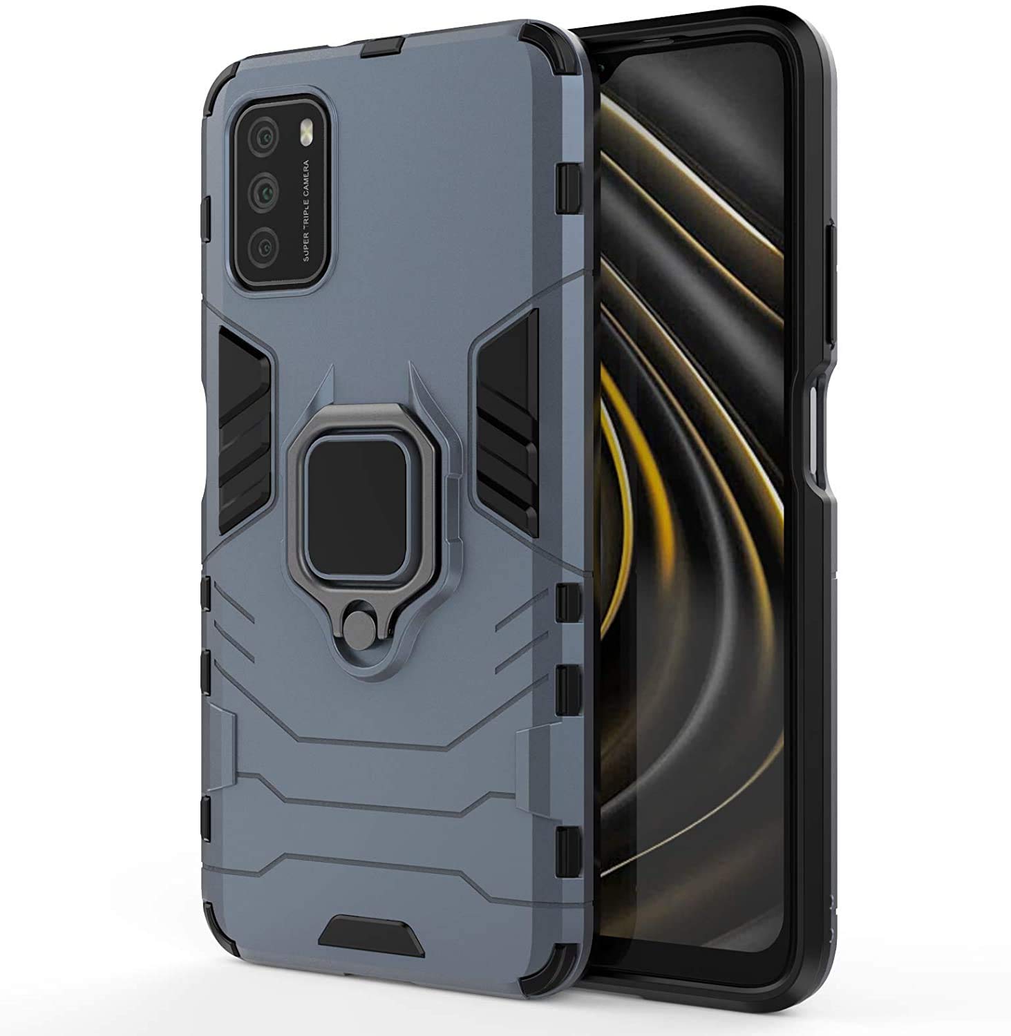 Aanshicase Cover for Poco M3 in D5 Stand Case| Defender Armor Kickstand in-Built with Megnetic Ring Holder | 360 Degree Heavy Protection Back Case Cover for Poco M3(D5 Blue) (B0C518RHQR) Amazon Price History, Amazon Price Tracker