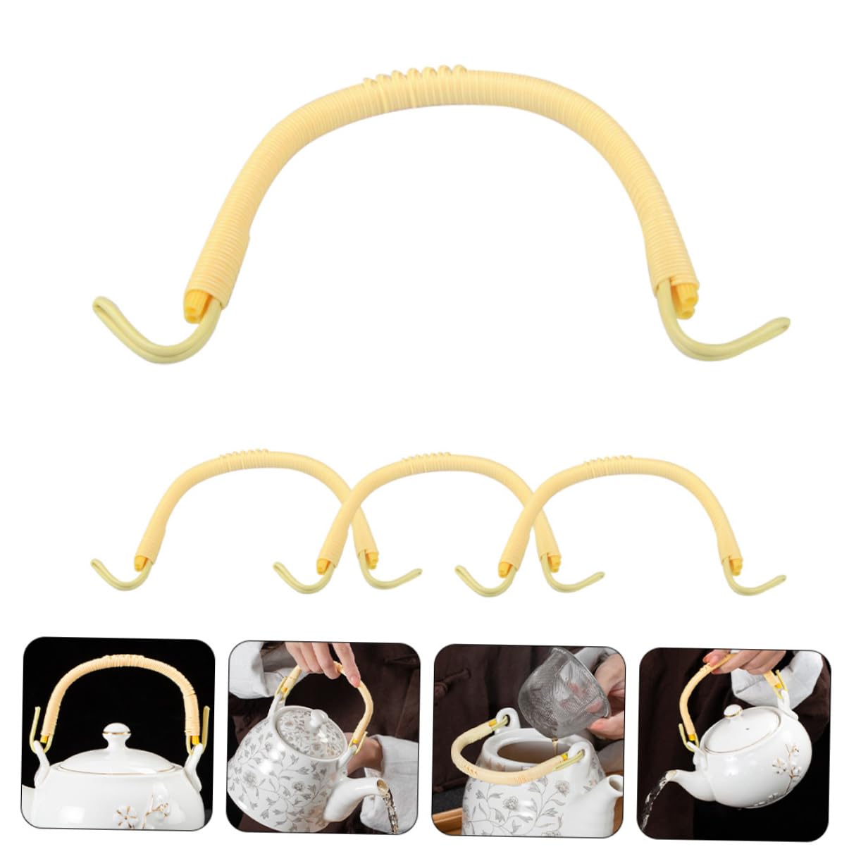 4 Asas Reemplazables para Tetera Doméstica, Mango Ergonómico de Plástico y Hierro, Accesorios Duraderos para Prolongar Vida Útil de Tetera