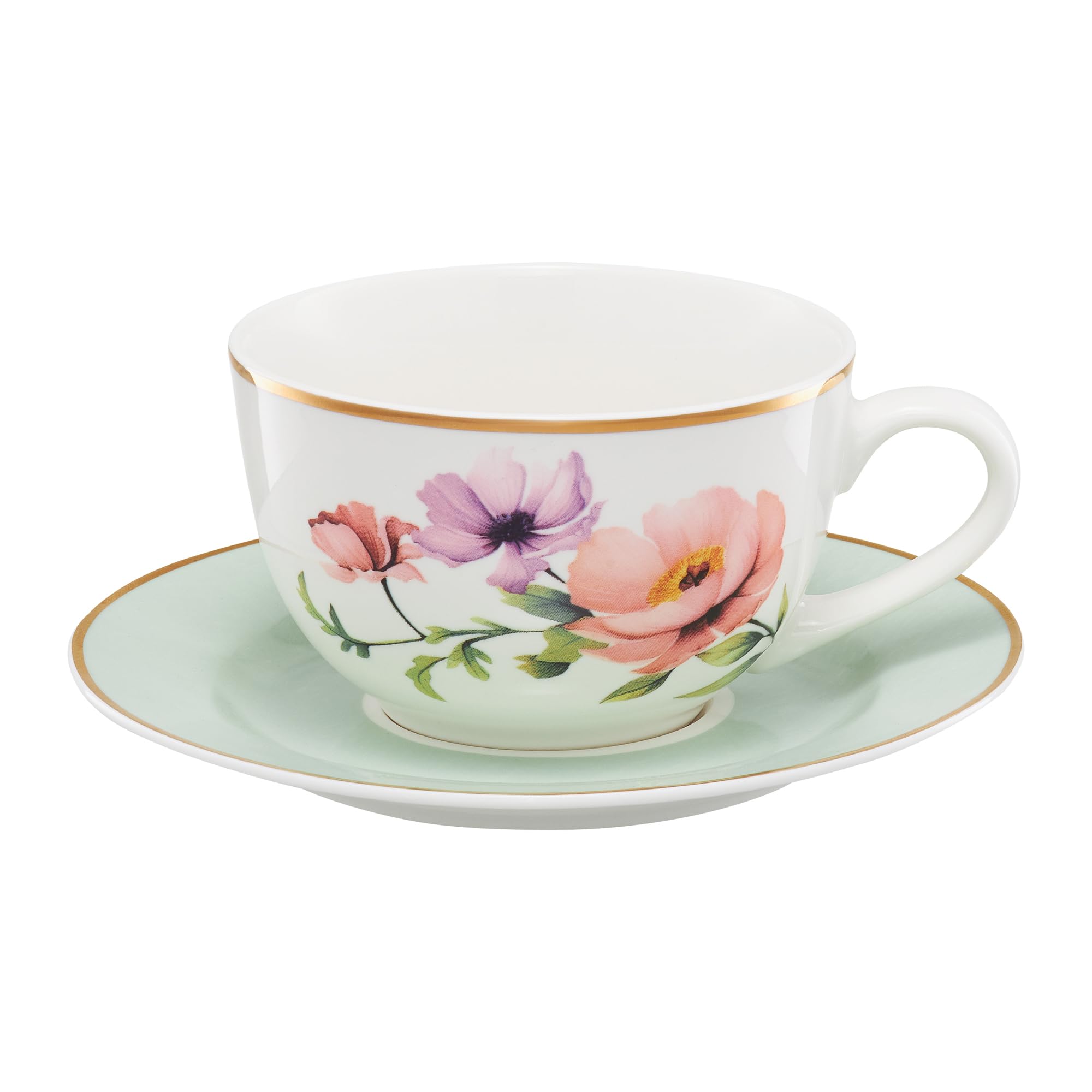 AMBITION Porcelanowy serwis do kawy z motywem kwiatowym Flores zestaw dla 6 osób