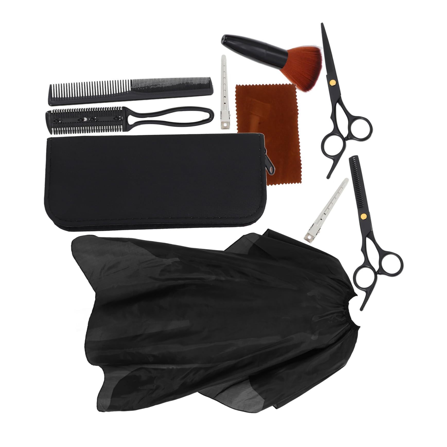 Healvian Kit Forbici Parrucchiere, Forbici per Tagliare i Chioma in Acciaio Inossidabile Nero, Resistenti e Antiannodo per Casa e Salone