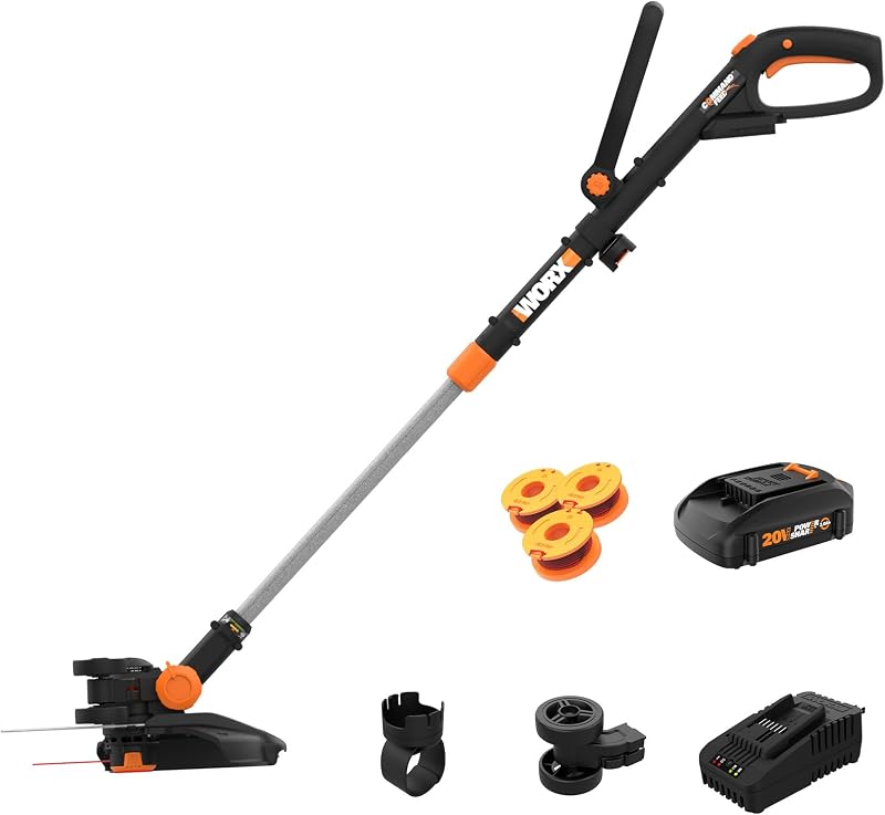 20V 12" 3-in-1 Cordless String Trimmer/Lawn Edger/Mini Mower, WG170.2 | Command Feed, Works for Small & Medium Lawns, 2.0Ah Battery & 2.0Ah Charger Included, PowerShare