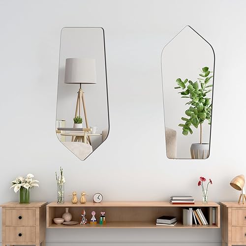 Miniatura 3 de Espejo de pared irregular, 19.6 x 47 pulgadas, decoración de espejo asimétrico para sala de estar, dormitorio, baño, entrada