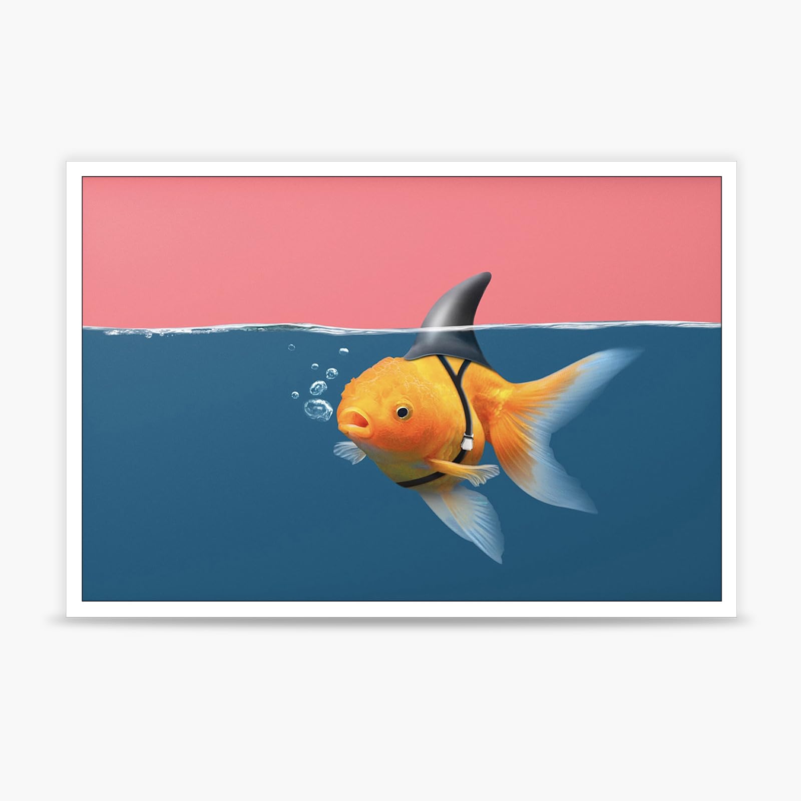 horakeyFunny Bathroom Prints Clever Goldfish With A Shark Fin Bathroom Poster Inspirational Room Aesthetic Canvas Wall Art Funny Paintings Bathroom Decor 12X16in Unframed