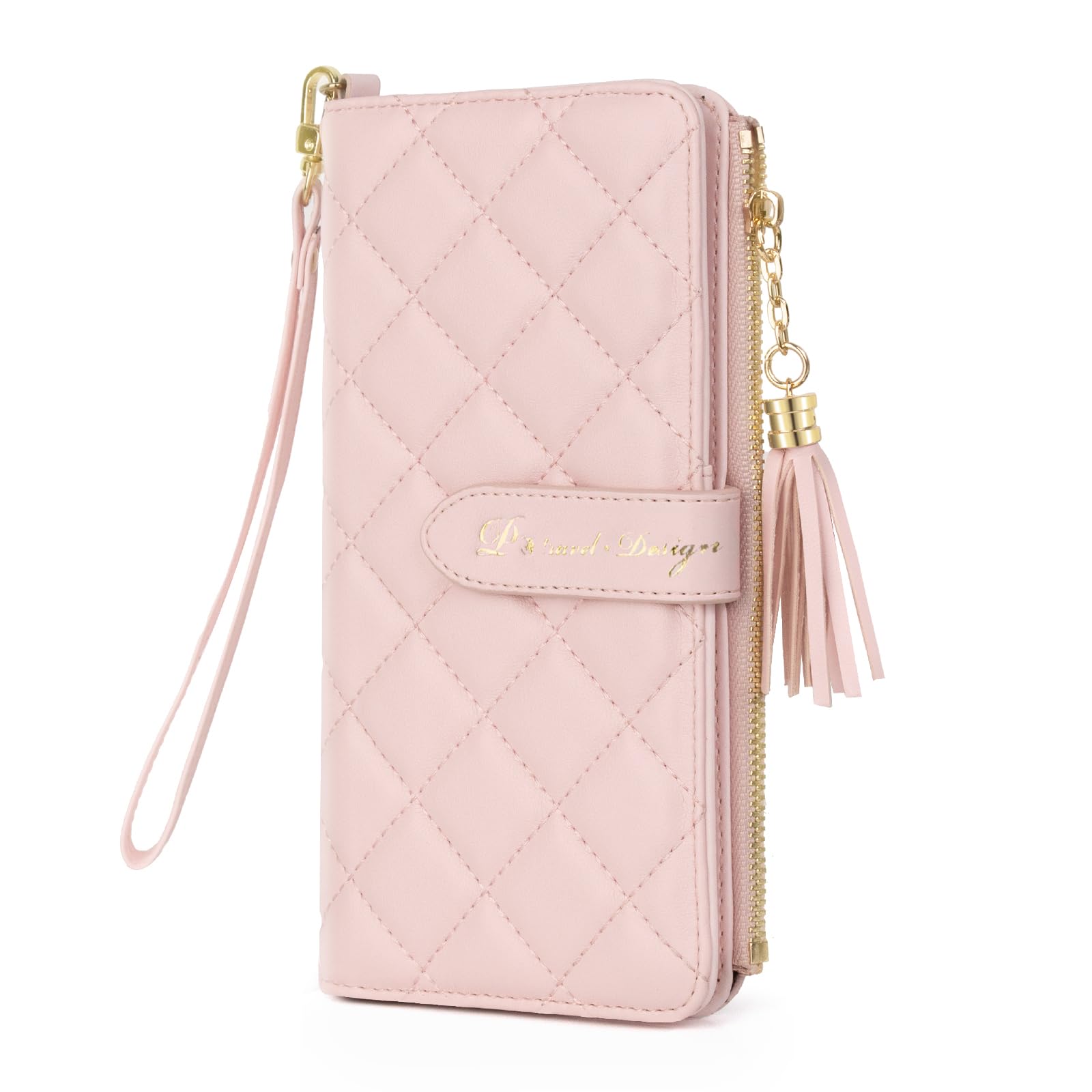 RFID Leather Travel Wallet for Women, Slim Travel Passport Holder with Credit Card Holder, Lightweight Bifold Passport Case Organizer with Zipper