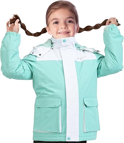 Miniatura 5 de Chaqueta de esquí impermeable para niñas, chaqueta de snowboard para exteriores, resistente al viento, con forro polar, abrigo de nieve cálido de
