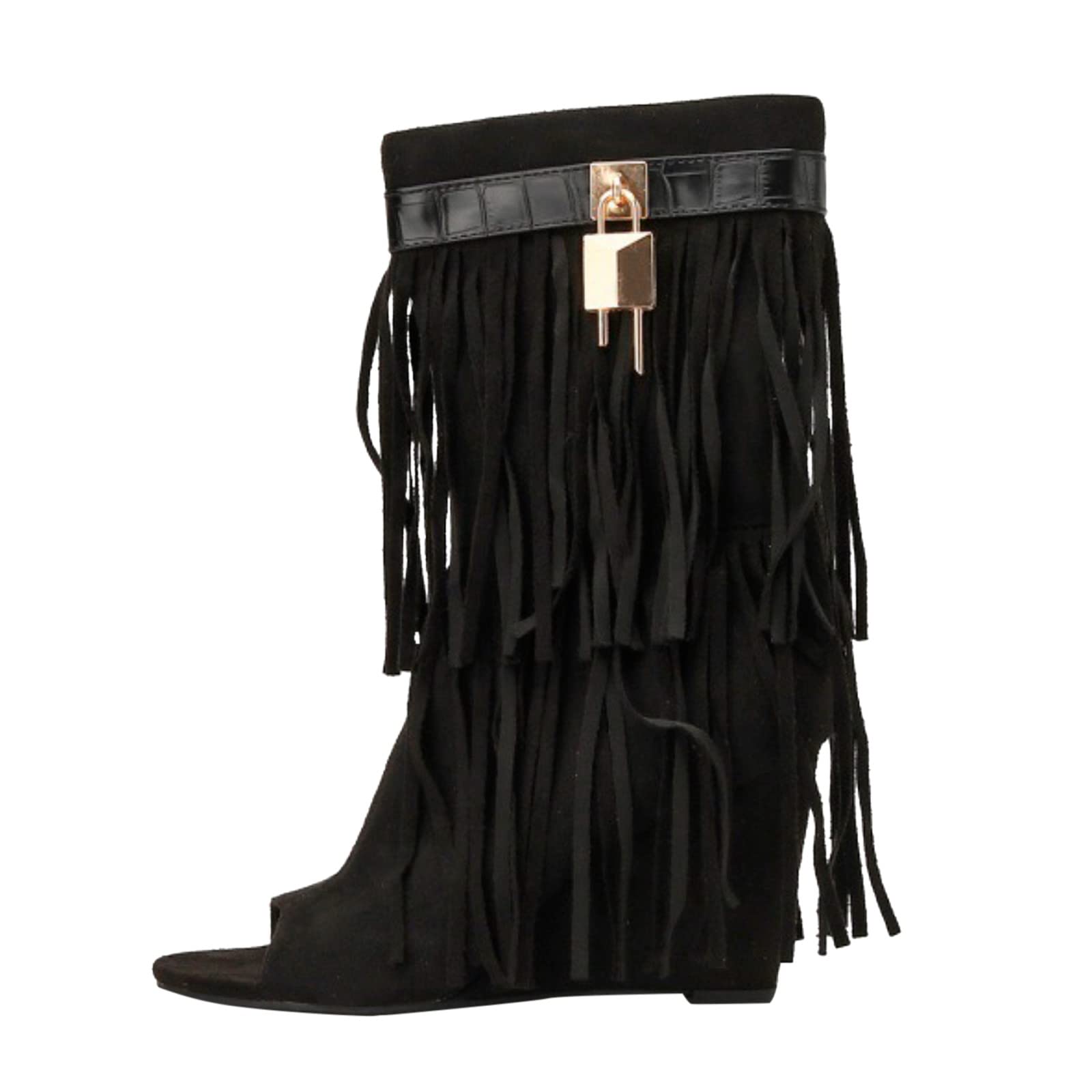 Sandalias Cómodas Para Caminar Mujer Botas Hechas A Mano Con Borlas Y Punta Abierta Estilo De Verano Mujer, Tacón Pendiente Niña Senderismo Sandalia Zapatos Negra Cerradas Cuerda