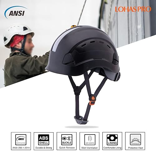 Miniatura 2 de LOHASPRO Hard Hats Construction Worker OSHA Hardhat ANSI Z89.1 Approved for Men Women Adult Vented Safety Helmet Arborist Rescue Climbing Tree Work