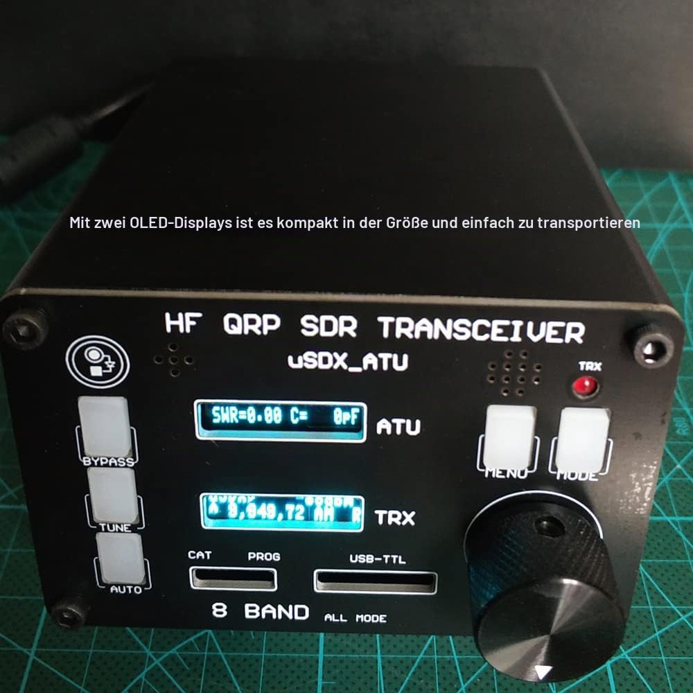 Irfora uSOTA-ATU USDX HF QRP SDR-Transceiver Eingebauter ATU-100-Antennentuner mit Zwei OLED-Displays 8-Band-Designunterstützung PC-Softwaresteuerung
