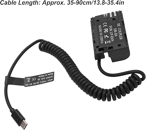 Miniatura 4 de Diyeeni Batería falsa decodificada completa, acoplador de CC tipo C E6, adaptador de batería falsa de repuesto para cámara 5D2, 5D3, 5D4, 6D, 6D2,