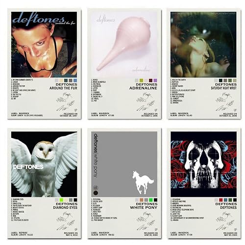 Deftones Poster (Set of 6) Band Album Cover Posters Canvas Music for Bedroom for Room Aesthetic Wall Art Decor & Prints Posters 08x12inch(20x30cm) Style-4