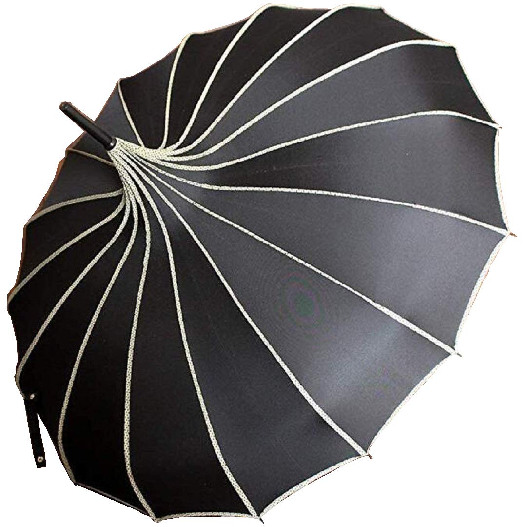 Pagoda Peak Old-Fashionable Ingenuity Umbrella Parasol (Black)