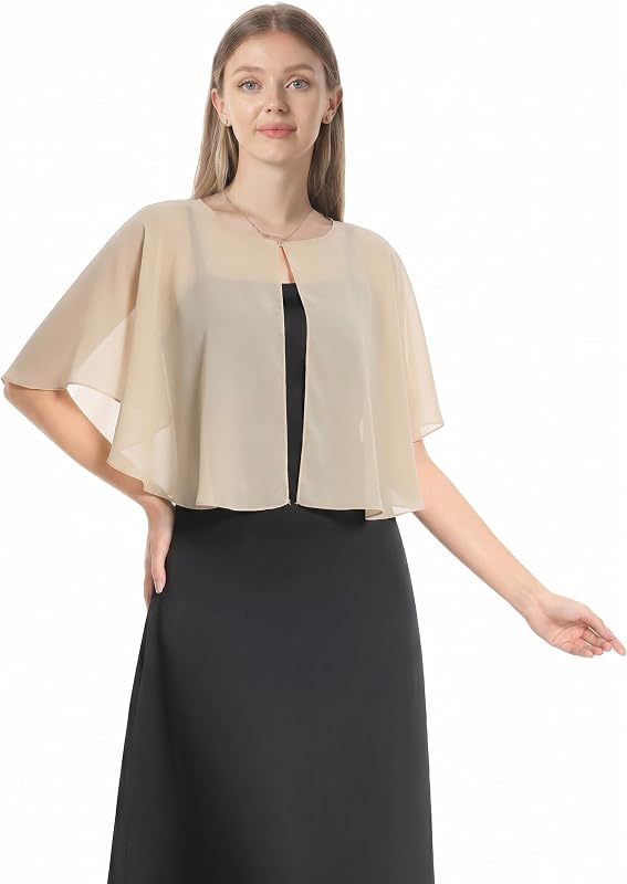 Chiffon Capelet Shawls and Wraps For Dress Elegant Soft Cape For Women