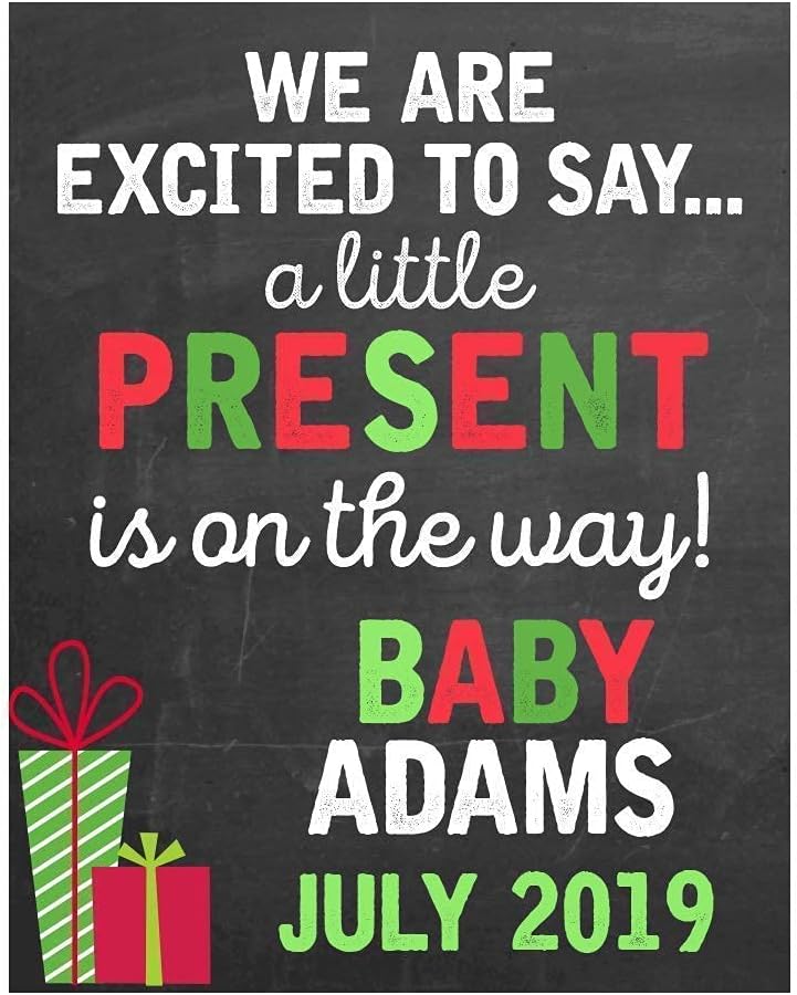 CANARY ROAD Christmas Pregnancy Announcement Paper Art Print | Pregnancy Announcement Sign | Baby Announcement Photo Prop | Baby on the Way Sign | New Baby Sign
