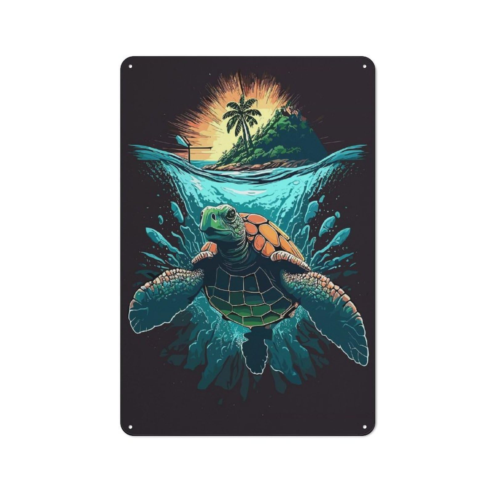 Junmoney Sea Turtle Paradise Country Style Kitchen Metal Sign 30X20cm Featuring Diner Style Decor For Kitchen, Cafe, Pantry Or Dining Room