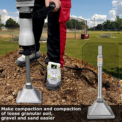 JACKCHEN 1-3/16 inch (30mm) Tamper Shank, Jack Hammer Plate Tamper 6x6\" Plate with Electric Chisel Dirt Compactor, Tamper Shank and Plate , Gas Powered and Electric Demolition Concrete Breaker